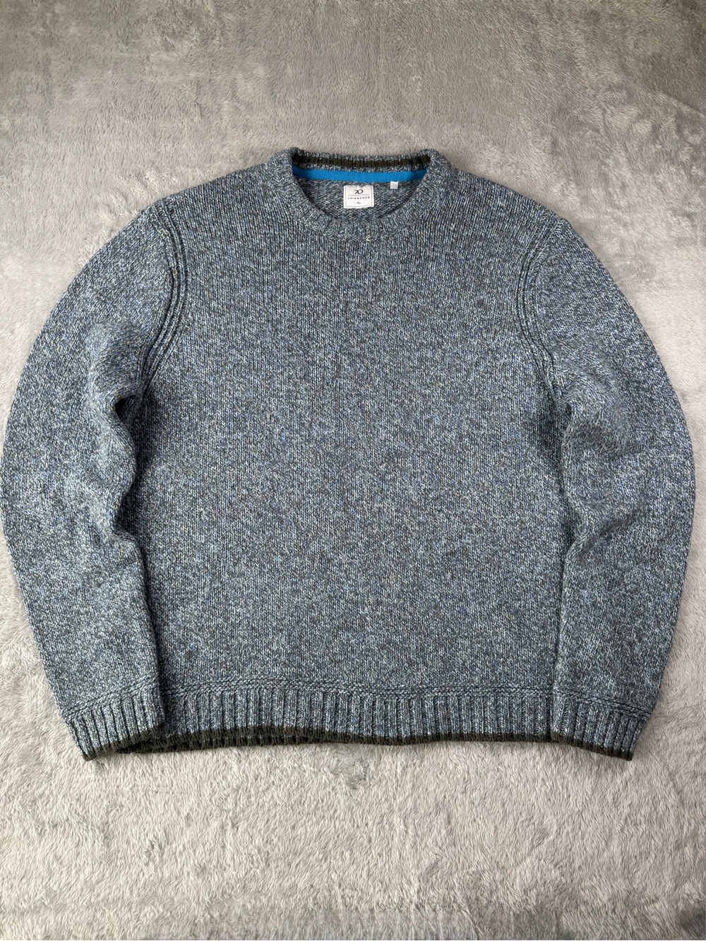 7 Diamonds Zion Marled Wool Blend Crew Neck Sweater XL Blue Green